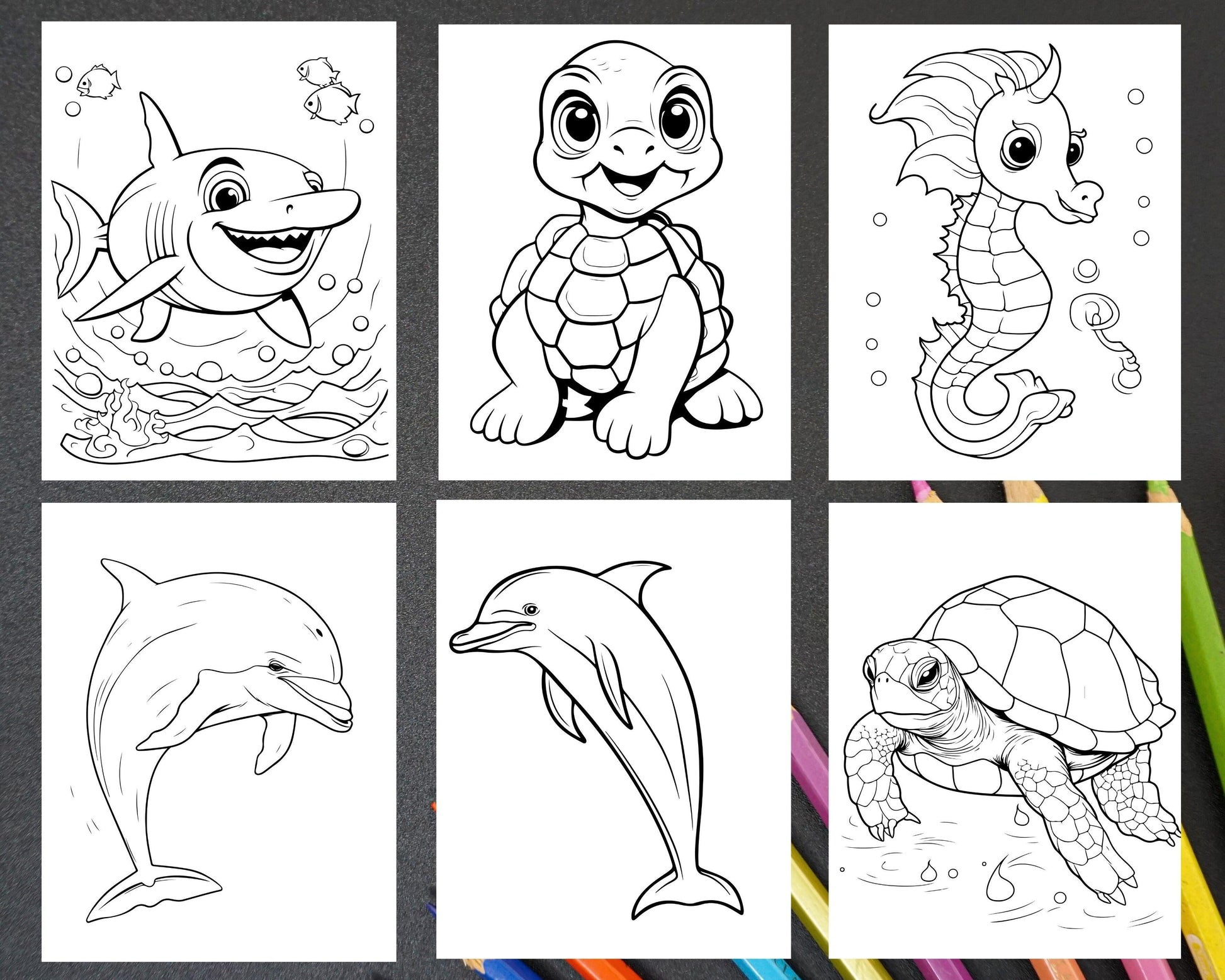 230 Ocean Animal Coloring Pages for Kids, Educational Preschool Printable PDF Instant Download