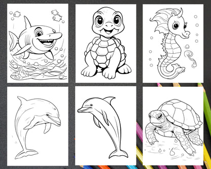230 Ocean Animal Coloring Pages for Kids, Educational Preschool Printable PDF Instant Download