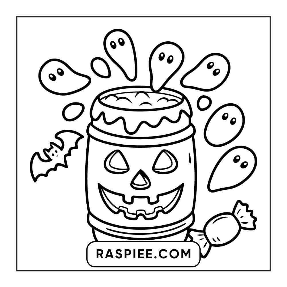 100 Bold Easy Spooky Food & Drinks Coloring Pages Printable PDF Instant Download