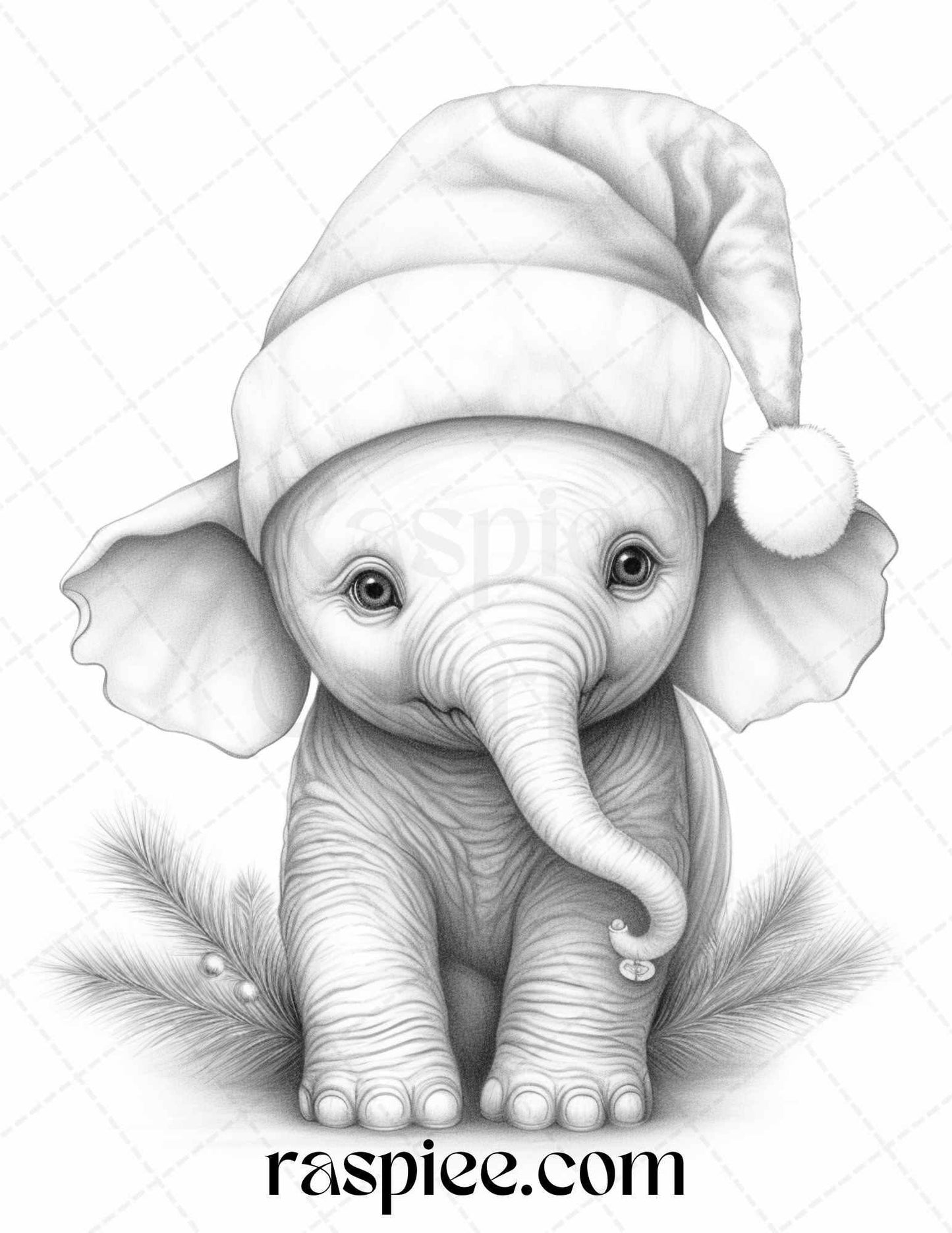 70 Christmas Animals Grayscale Coloring Pages Printable for Adults, PDF File Instant Download