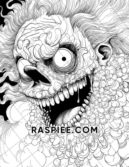 Halloween Surreal Adult Coloring Pages Printable PDF Instant Download