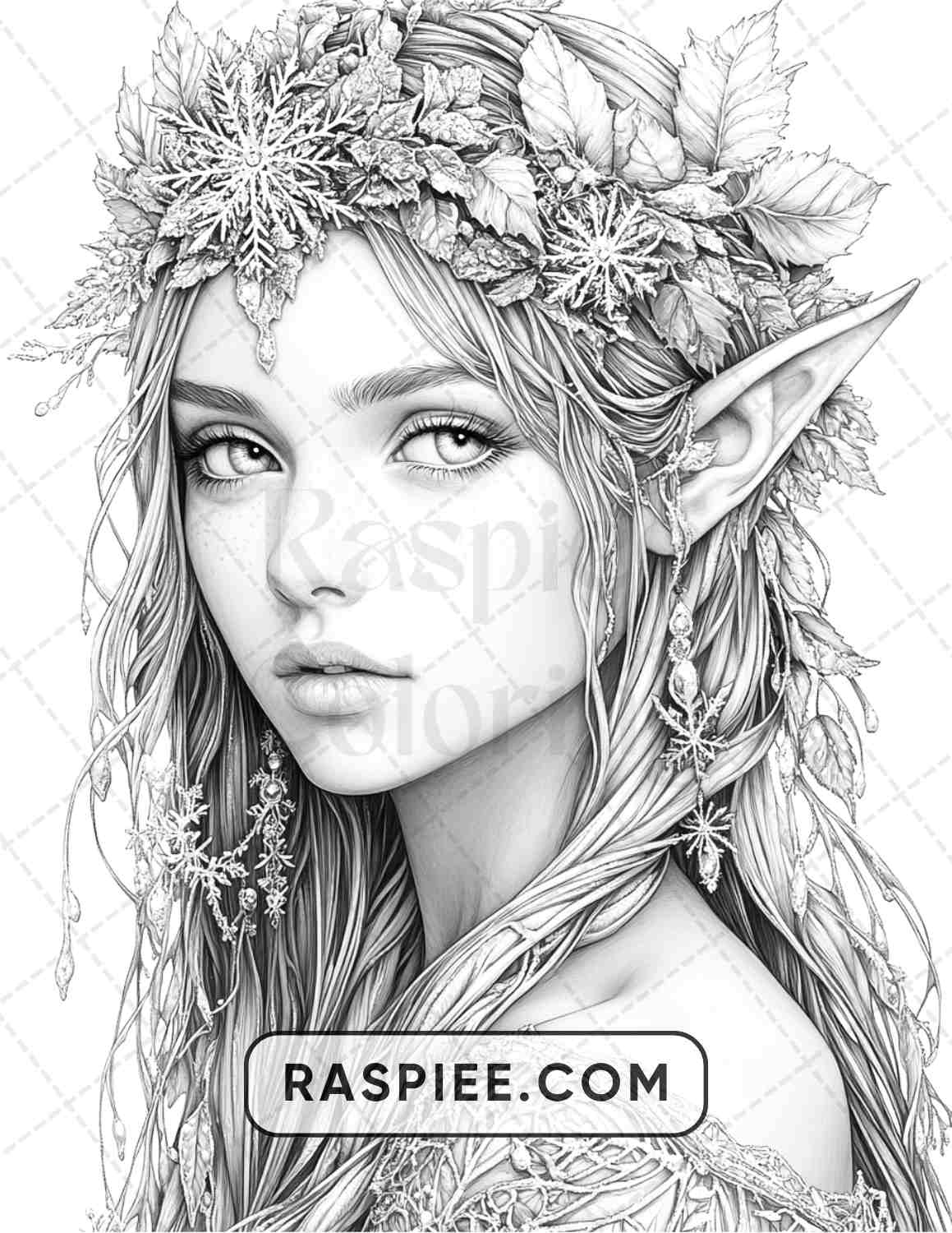57 Winter Fairytale Portraits Adult Coloring Pages