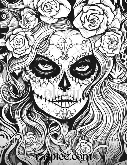 50 Spooky Miss Nightmare Grayscale Coloring Pages Printable for Adults, PDF File Instant Download