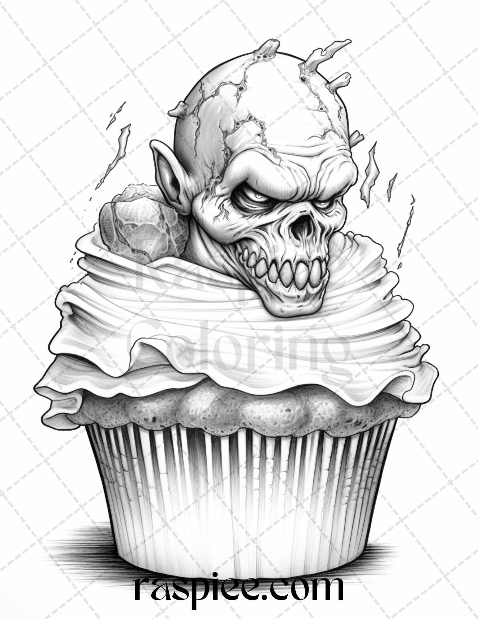 68 Halloween Spooky Desserts Grayscale Coloring Pages Printable for Adults, PDF File Instant Download