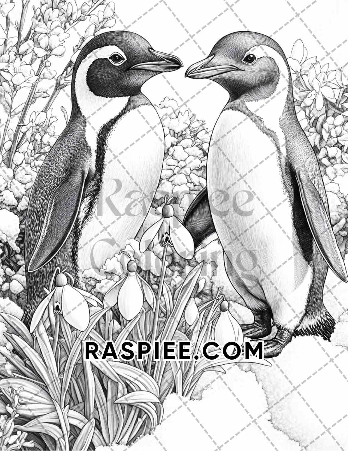 Flowers and Birds Adult Coloring Pages Printable PDF Instant Download