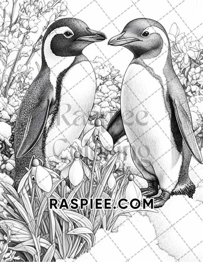 Flowers and Birds Adult Coloring Pages Printable PDF Instant Download