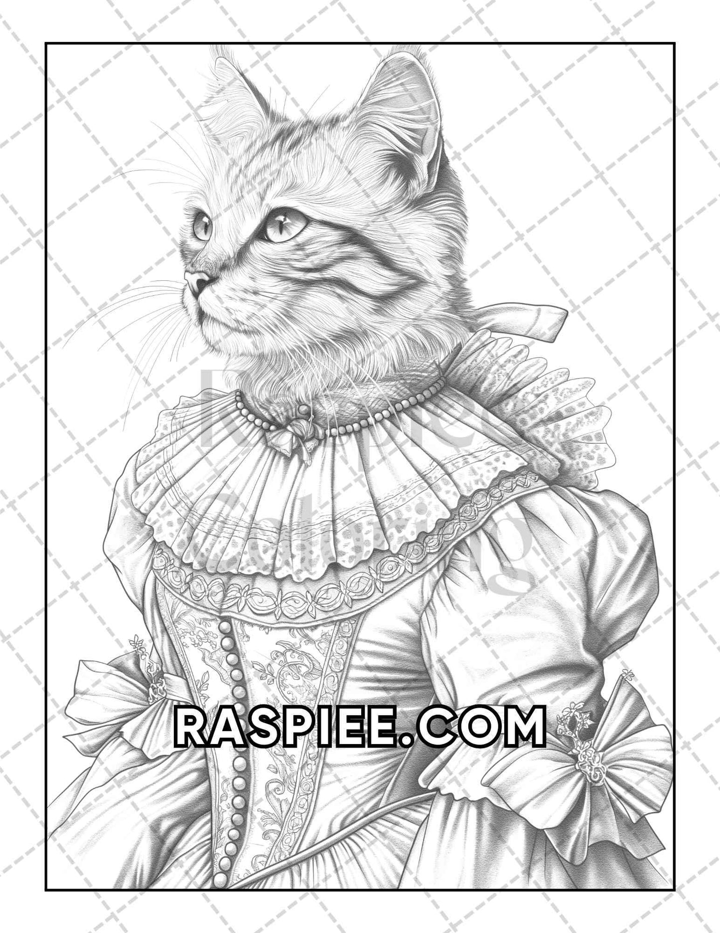60 Cats Dressed Up Adult Coloring Pages Printable PDF Instant Download