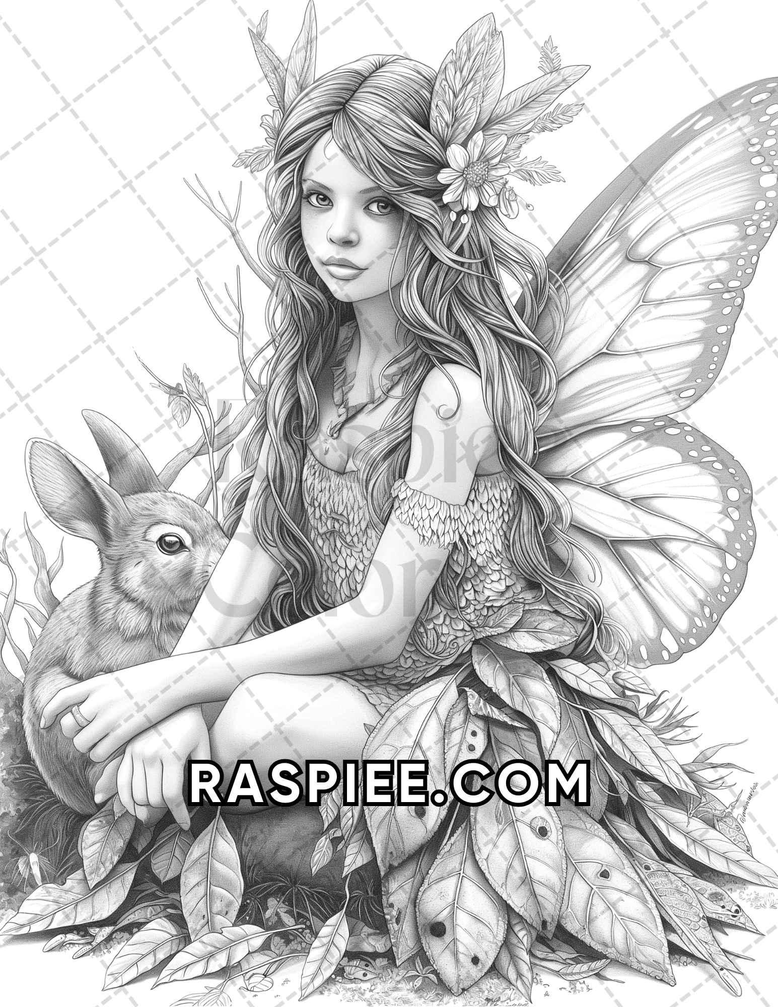 60 Fantasy Beauties Grayscale Adult Coloring Pages Printable PDF Instant Download