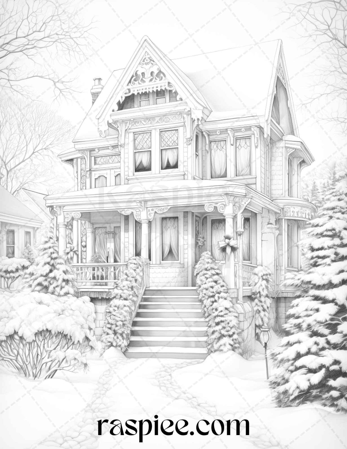 90 Merry Christmas Grayscale Coloring Pages Printable for Adults, PDF File Instant Download