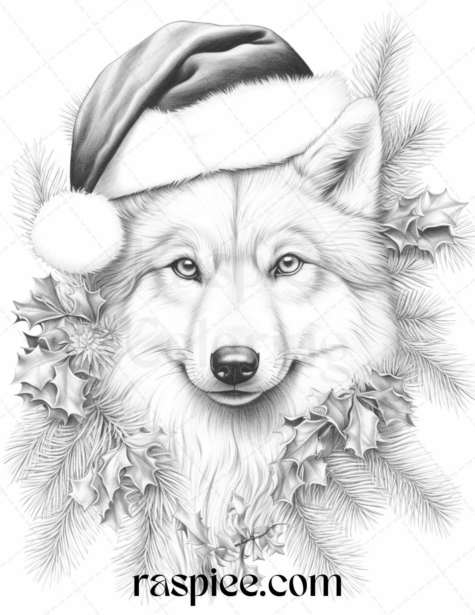 70 Christmas Animals Grayscale Coloring Pages Printable for Adults, PDF File Instant Download