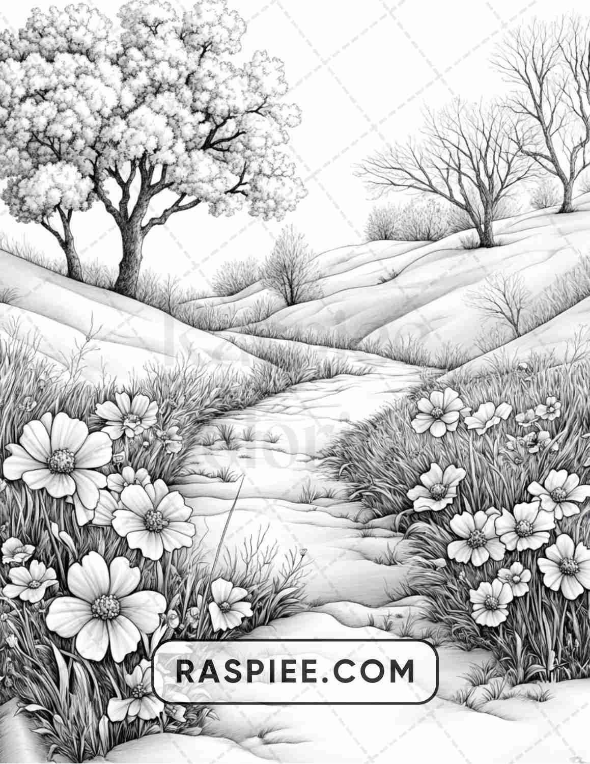 82 Winter Landscapes Adult Coloring Pages
