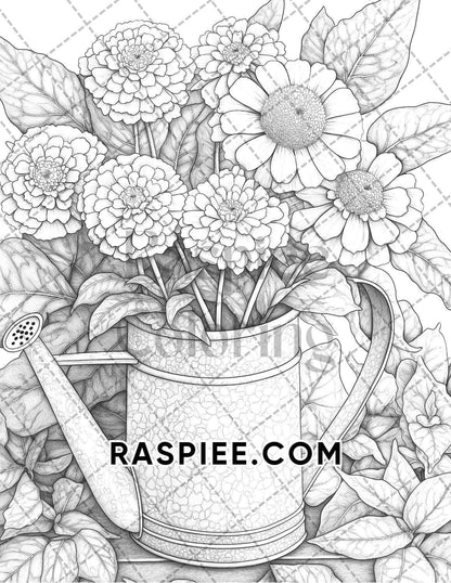 Fall Flowers Adult Coloring Pages Printable PDF Instant Download
