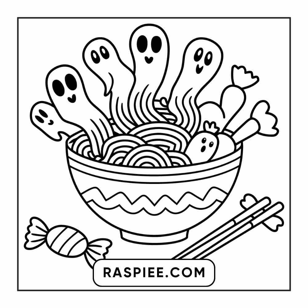 100 Bold Easy Spooky Food & Drinks Coloring Pages Printable PDF Instant Download