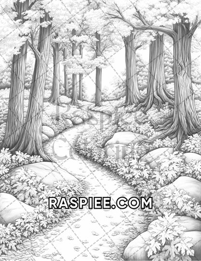 60 Relaxing Autumn Grayscale Adult Coloring Pages Printable PDF Instant Download