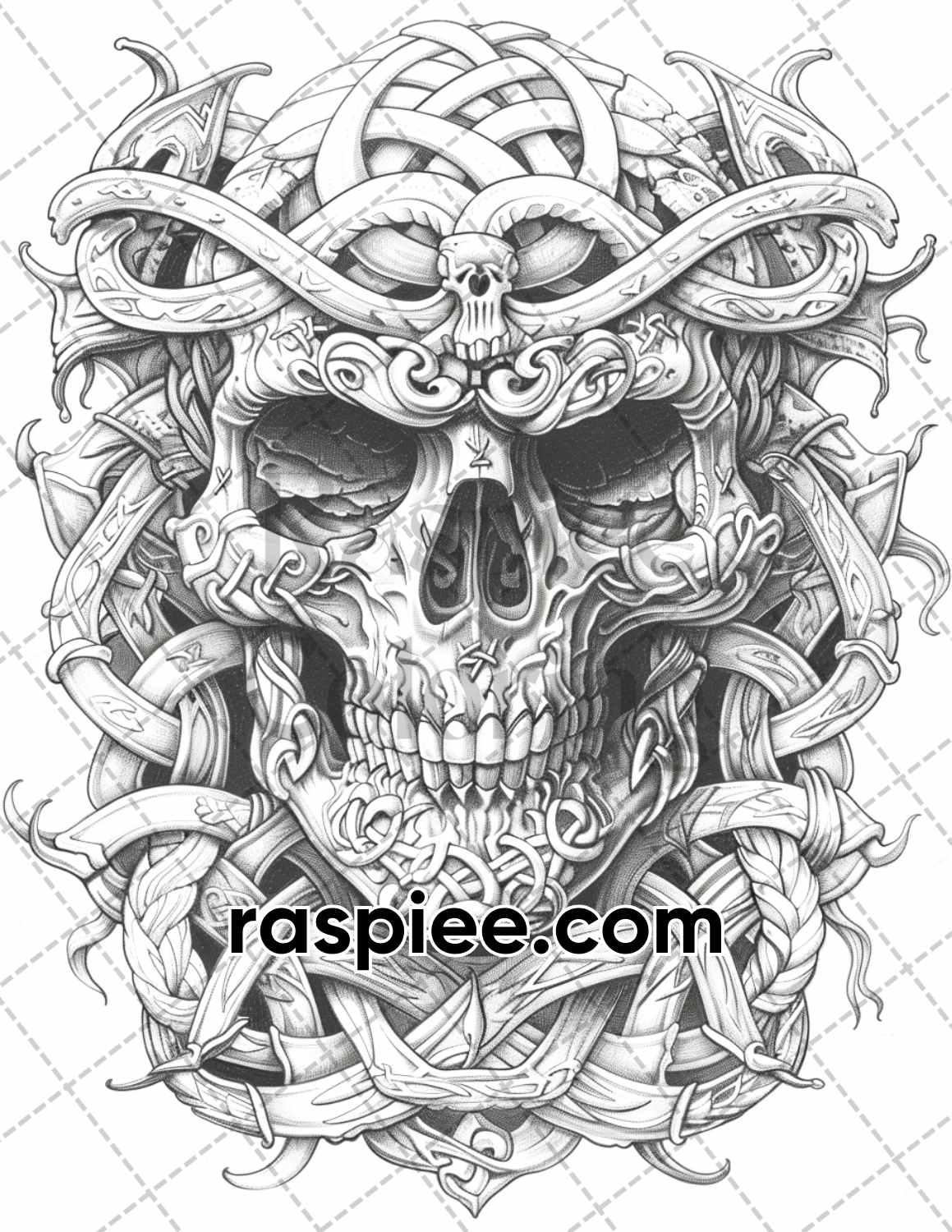 87 Viking Tattoos Grayscale Adult Coloring Pages Printable PDF Instant Download