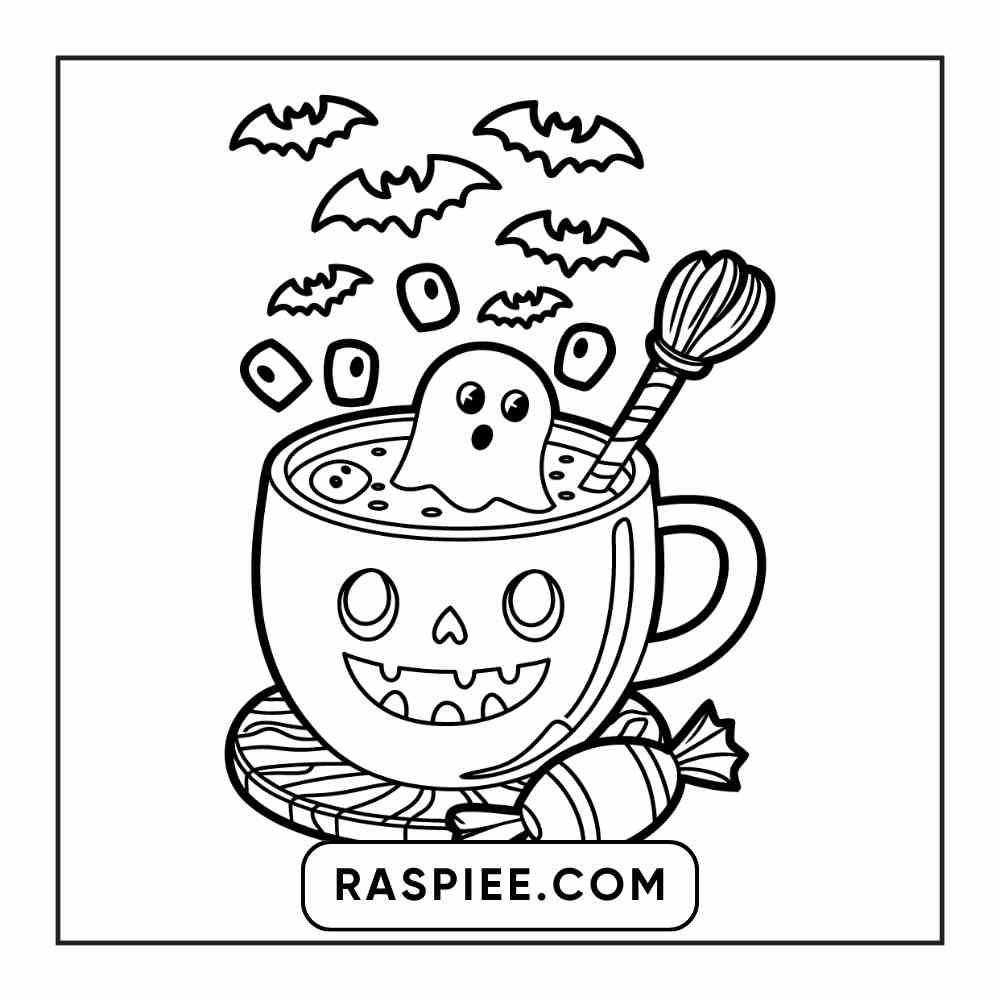 100 Bold Easy Spooky Food & Drinks Coloring Pages Printable PDF Instant Download