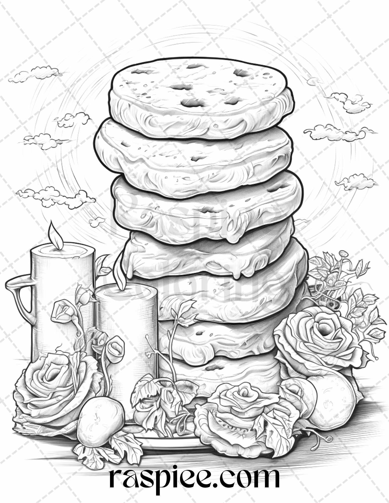 68 Halloween Spooky Desserts Grayscale Coloring Pages Printable for Adults, PDF File Instant Download