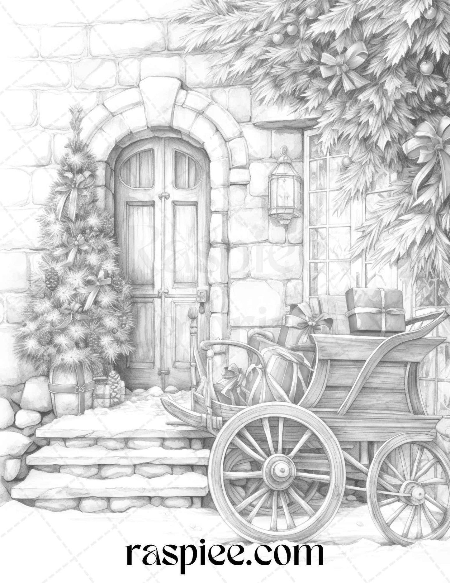 90 Merry Christmas Grayscale Coloring Pages Printable for Adults, PDF File Instant Download