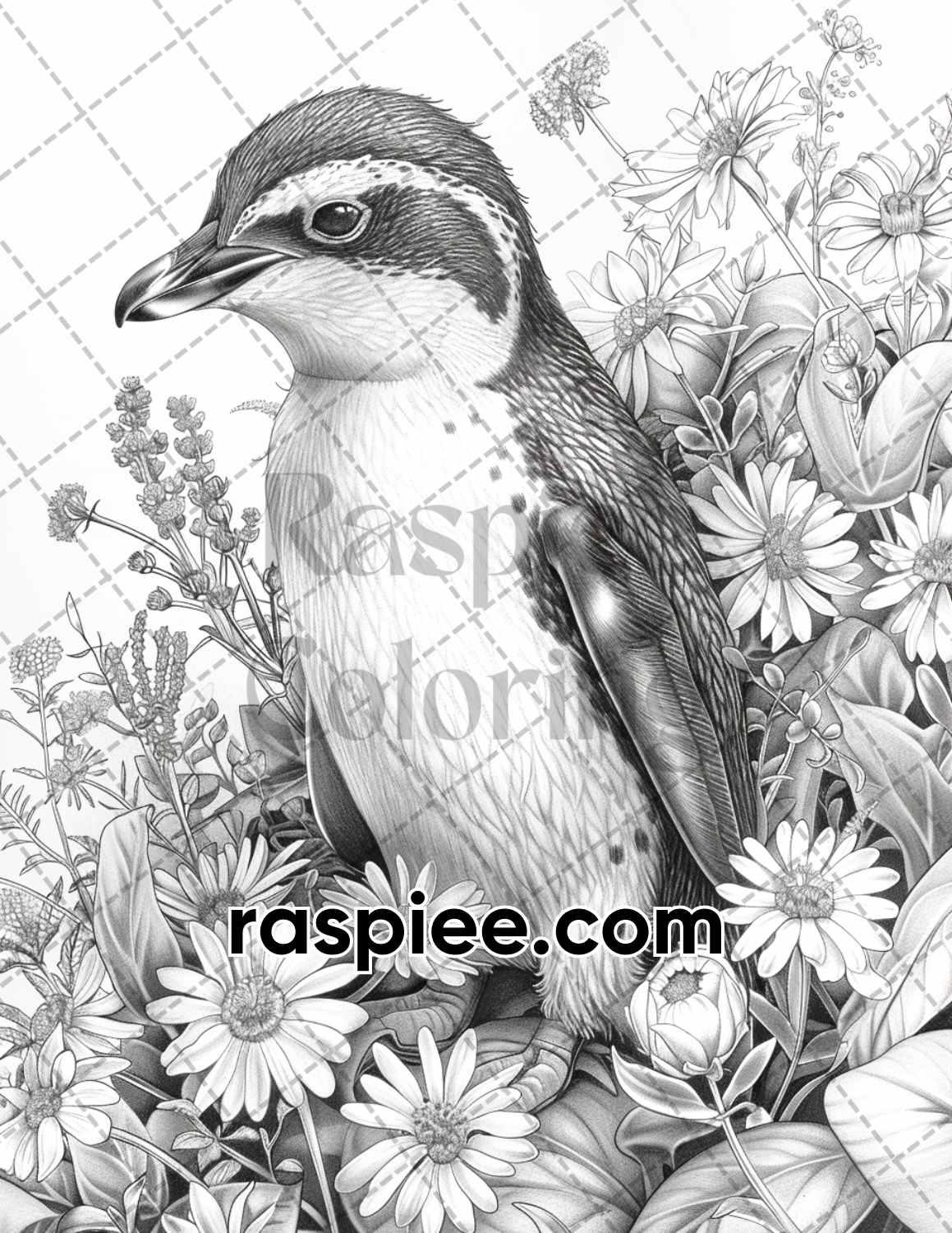 77 Baby Animals with Flowers Grayscale Adult Coloring Pages Printable PDF Instant Download