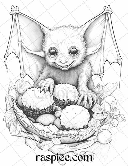 68 Halloween Spooky Desserts Grayscale Coloring Pages Printable for Adults, PDF File Instant Download