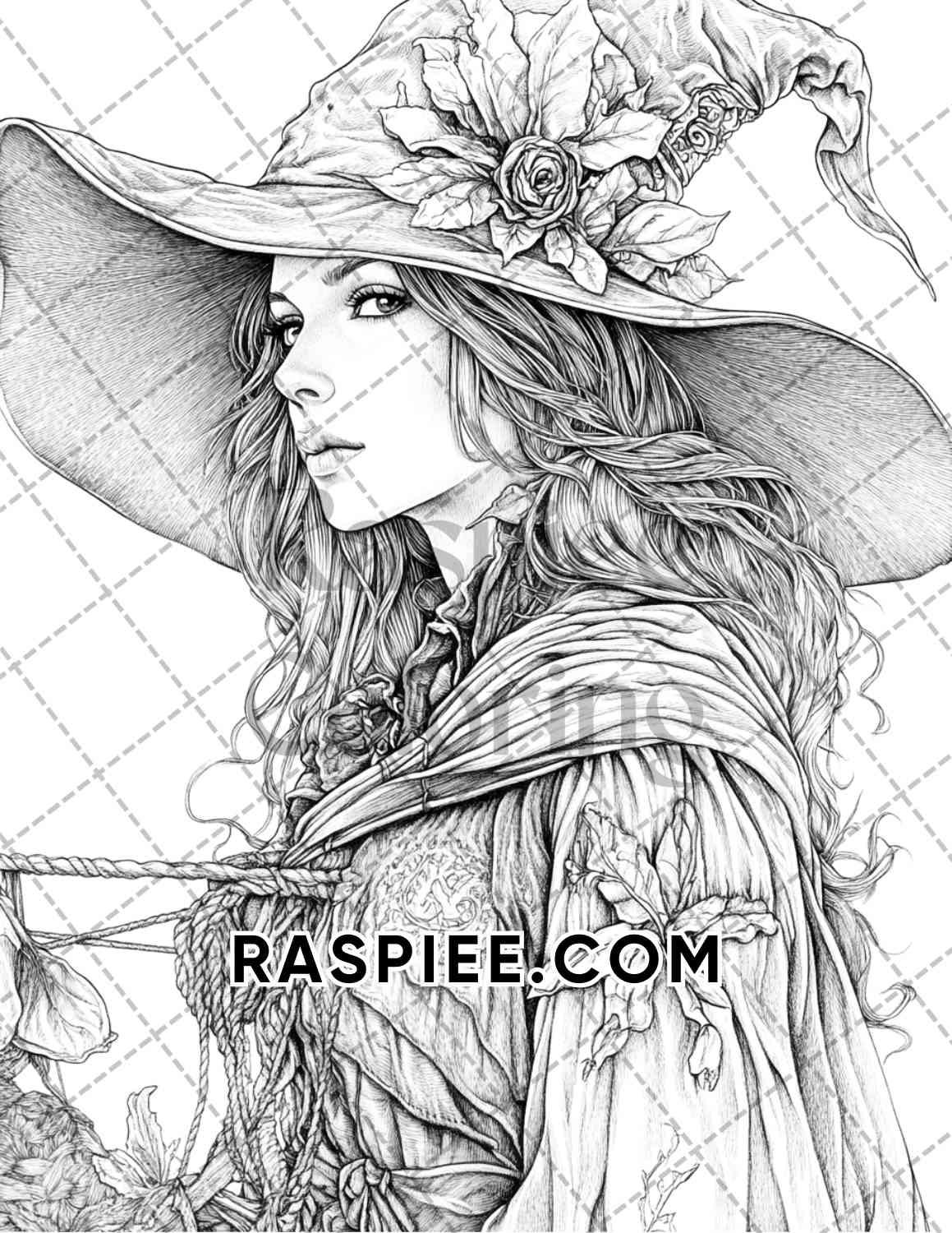 Enchanted Witches Adult Coloring Pages Printable PDF Instant Download
