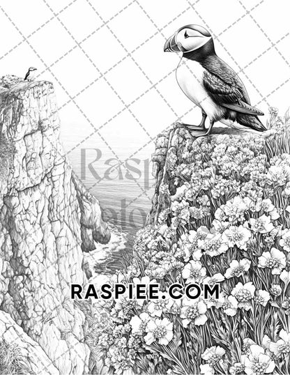 Flowers and Birds Adult Coloring Pages Printable PDF Instant Download