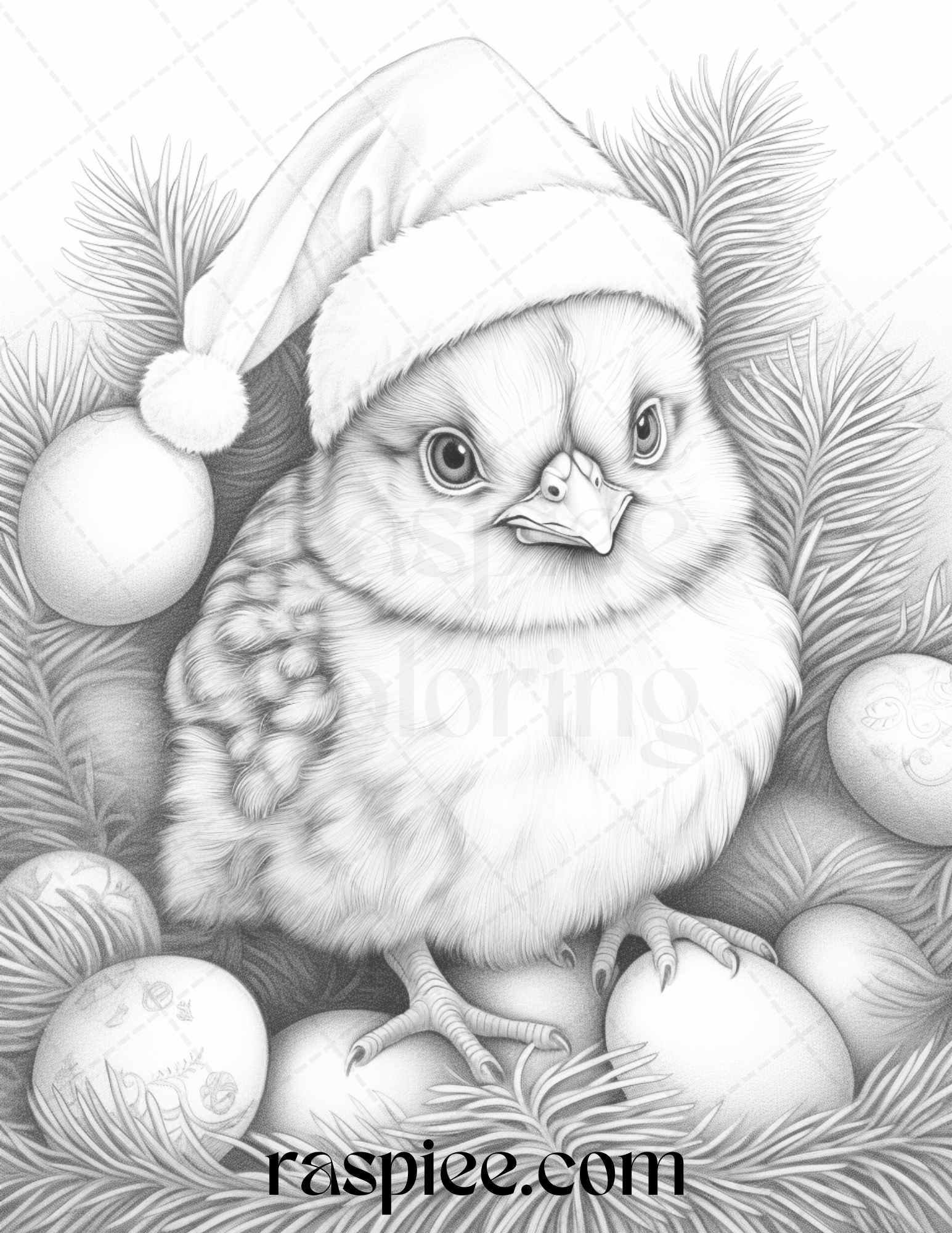 70 Christmas Animals Grayscale Coloring Pages Printable for Adults, PDF File Instant Download