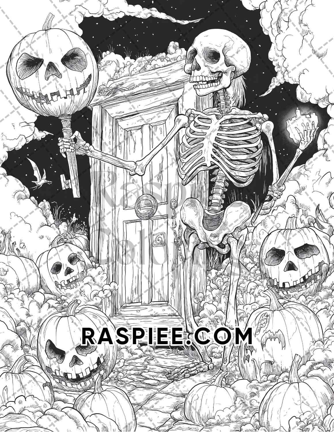 Halloween Surreal Adult Coloring Pages Printable PDF Instant Download