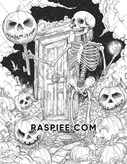 Halloween Surreal Adult Coloring Pages Printable PDF Instant Download