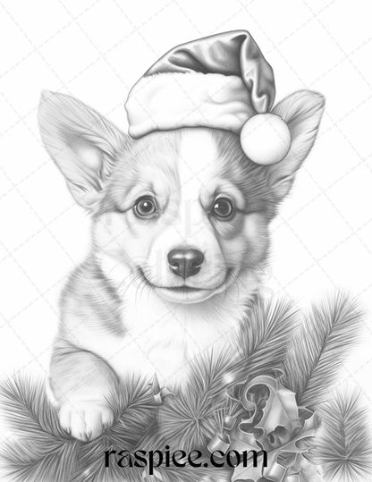 70 Christmas Animals Grayscale Coloring Pages Printable for Adults, PDF File Instant Download