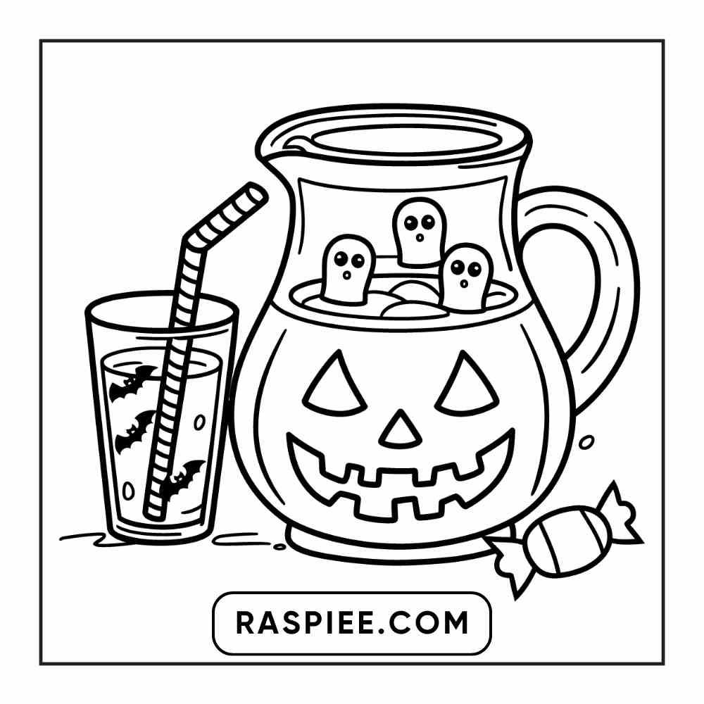100 Bold Easy Spooky Food & Drinks Coloring Pages Printable PDF Instant Download