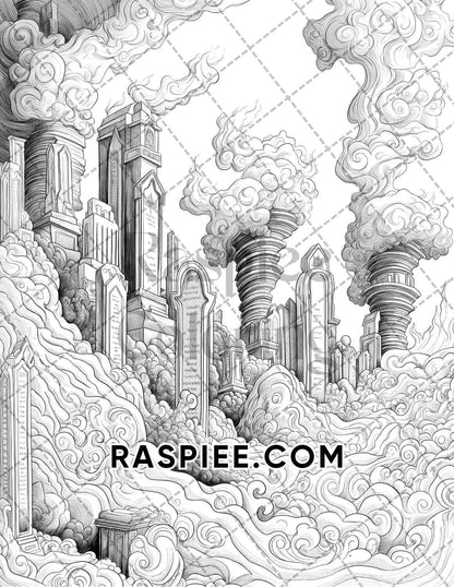 Halloween Surreal Adult Coloring Pages Printable PDF Instant Download