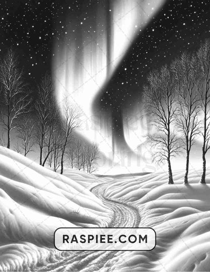 82 Winter Landscapes Adult Coloring Pages