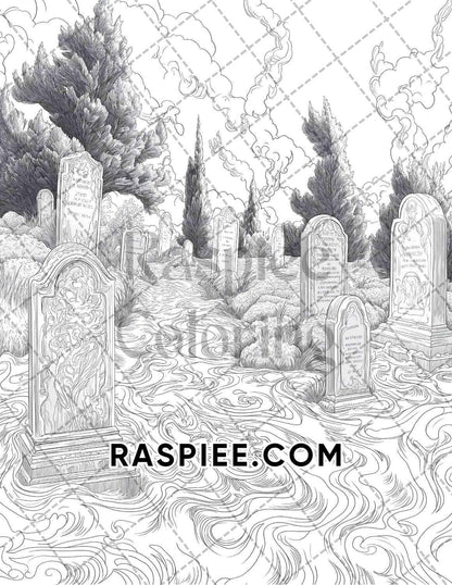 Halloween Surreal Adult Coloring Pages Printable PDF Instant Download