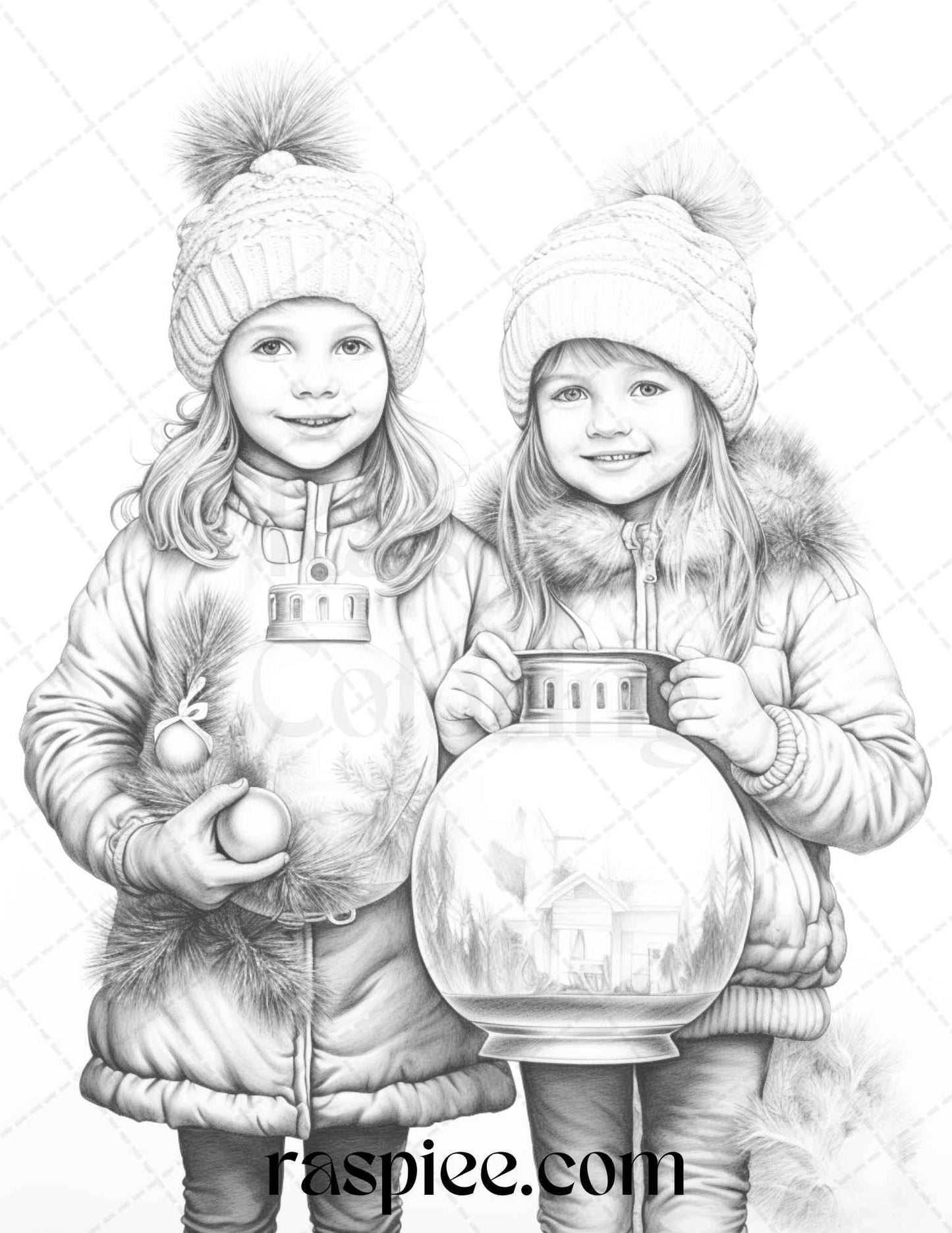 90 Merry Christmas Grayscale Coloring Pages Printable for Adults, PDF File Instant Download