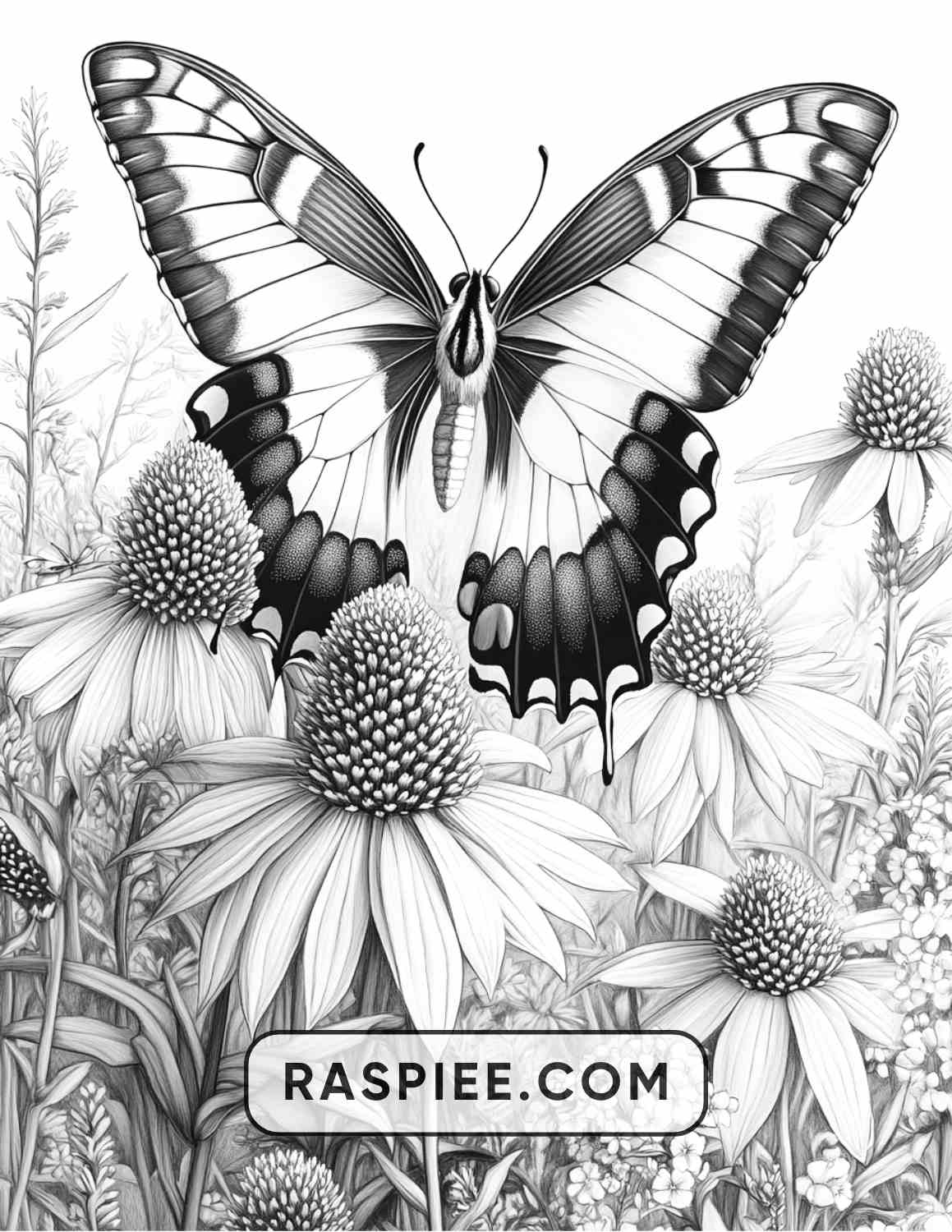 Insects and Flowers Adult Coloring Pages