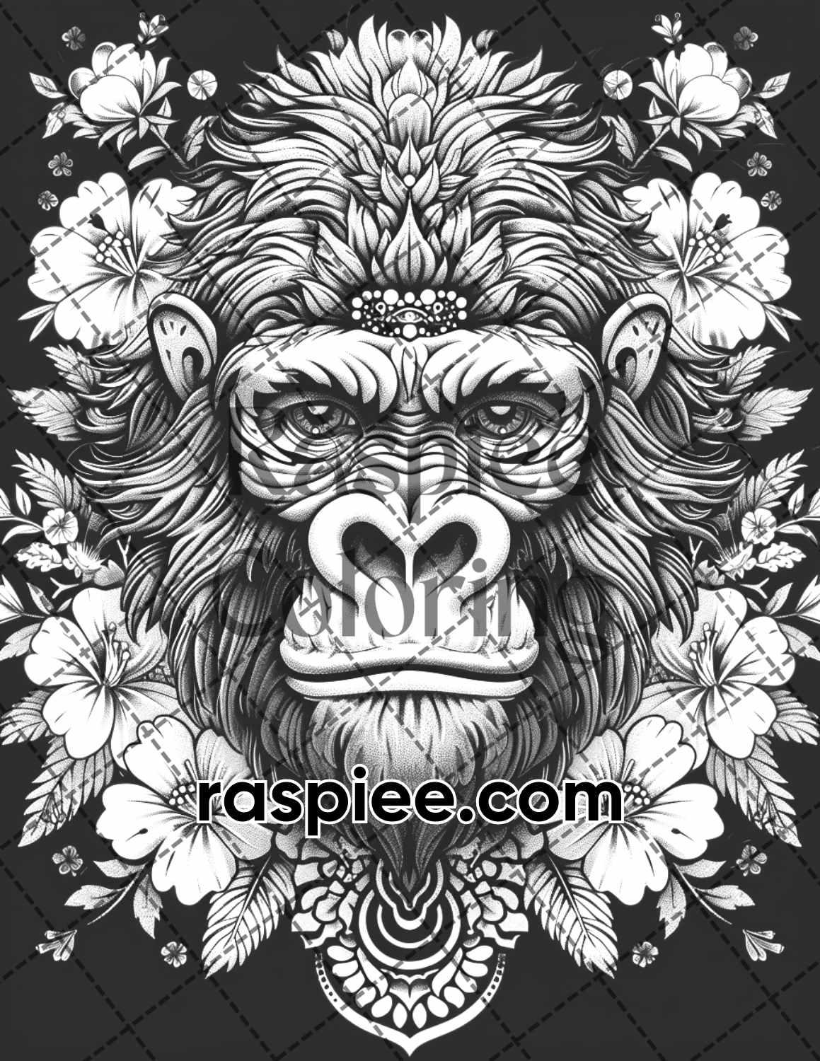 87 Spirit Animals Grayscale Adult Coloring Pages Printable PDF Instant Download