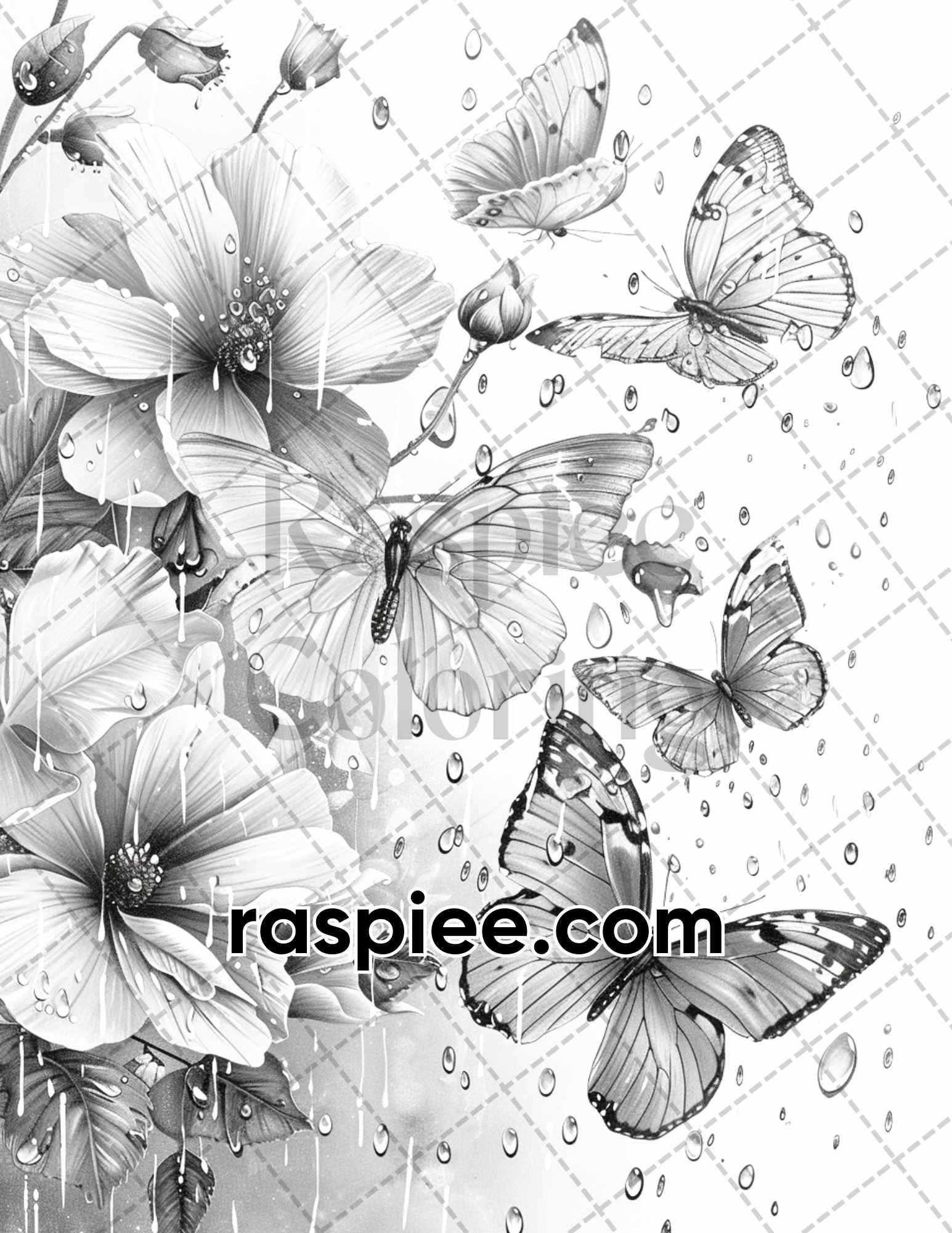 77 Butterflies and Moths Grayscale Adult Coloring Pages, Printable PDF Instant Download