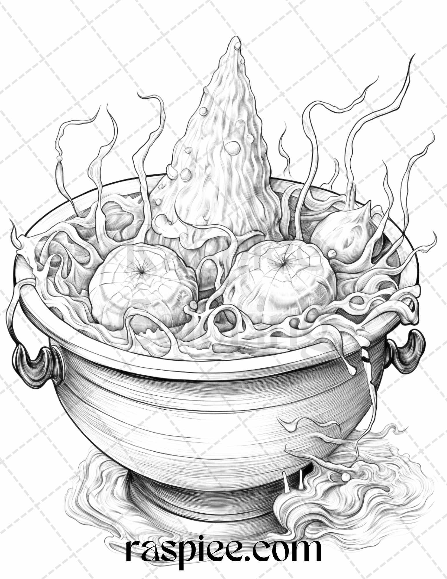 68 Halloween Spooky Desserts Grayscale Coloring Pages Printable for Adults, PDF File Instant Download