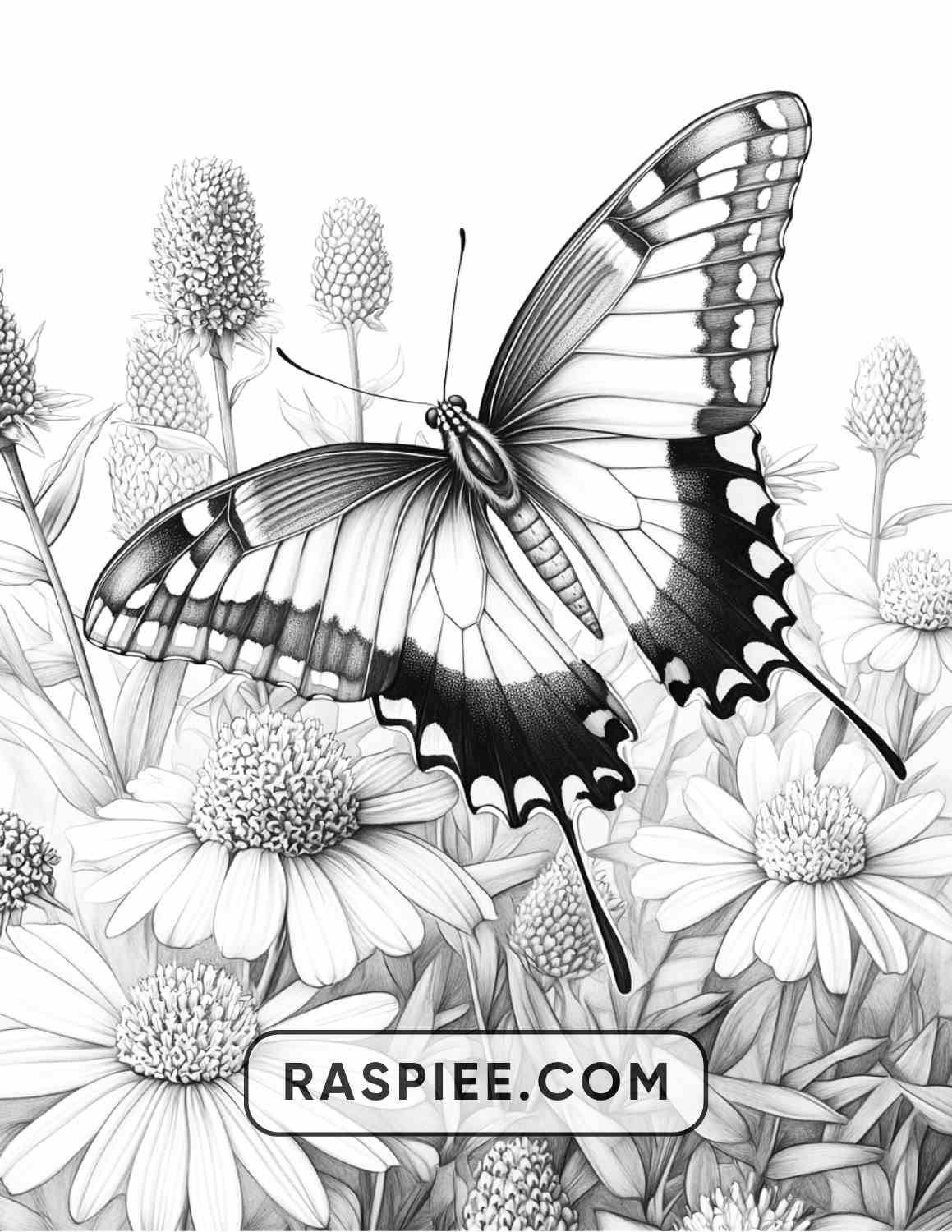 Insects and Flowers Adult Coloring Pages