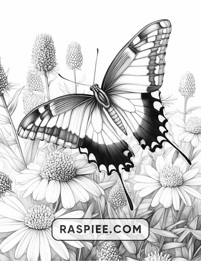 Insects and Flowers Adult Coloring Pages