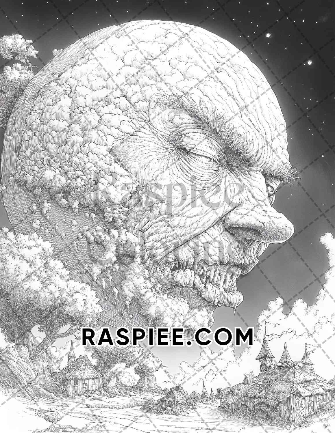 Halloween Surreal Adult Coloring Pages Printable PDF Instant Download