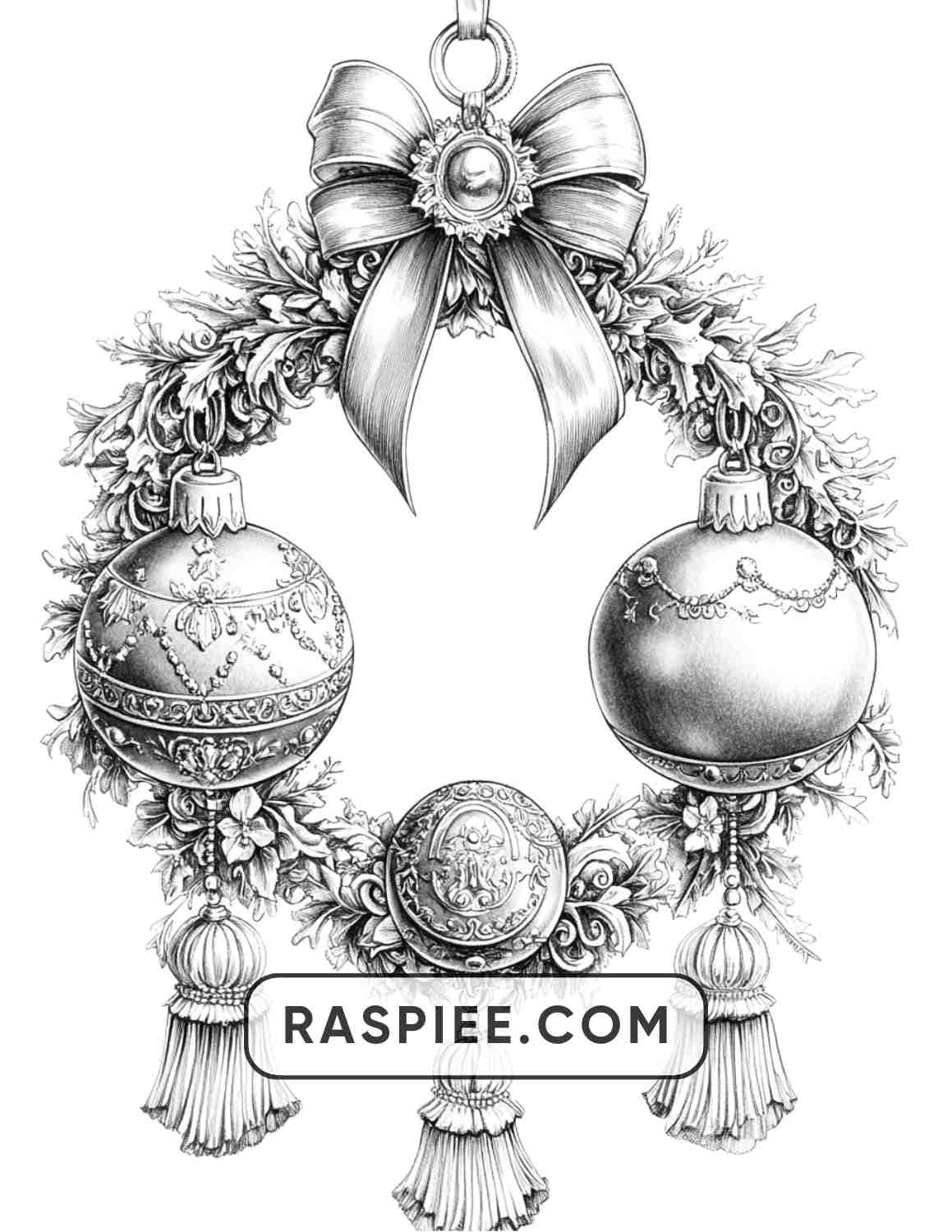 72 Christmas Wreaths Adult Coloring Pages