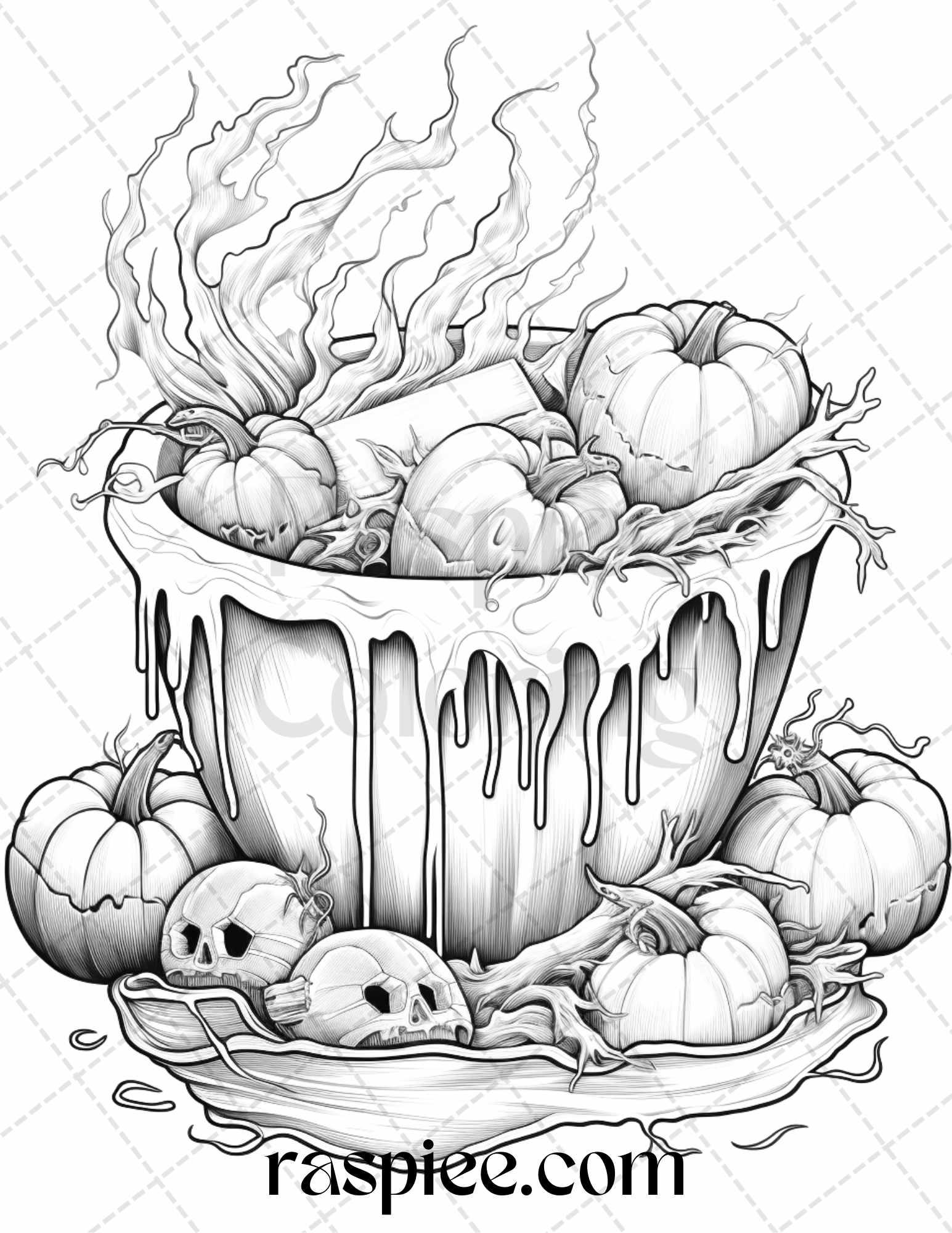 68 Halloween Spooky Desserts Grayscale Coloring Pages Printable for Adults, PDF File Instant Download