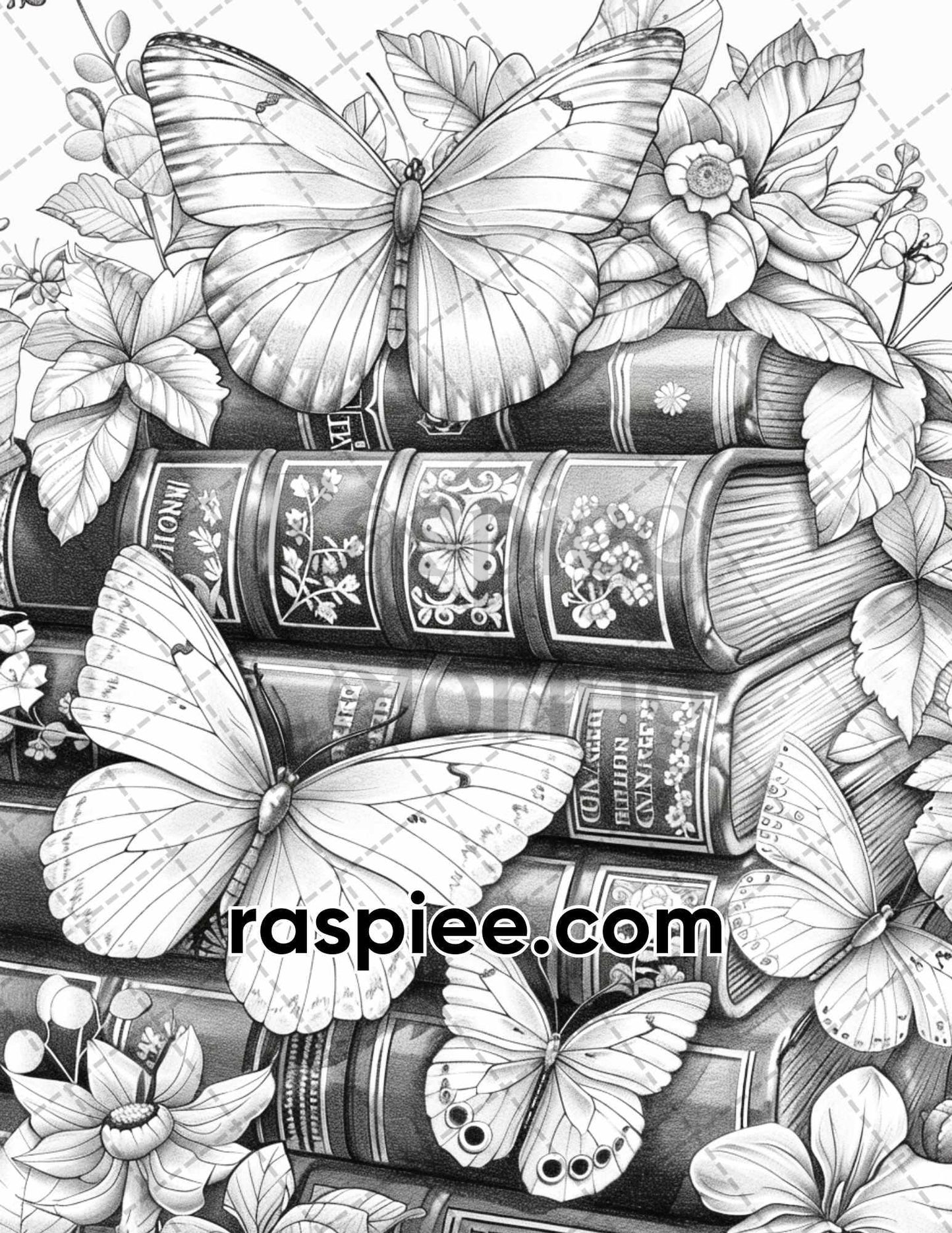 77 Butterflies and Moths Grayscale Adult Coloring Pages, Printable PDF Instant Download