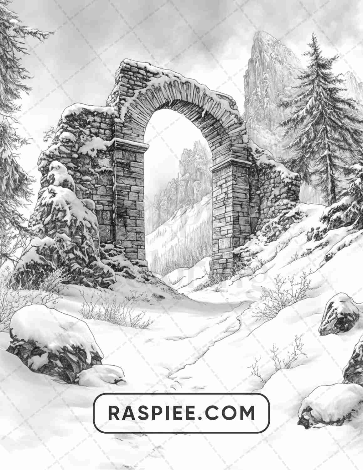 82 Winter Landscapes Adult Coloring Pages