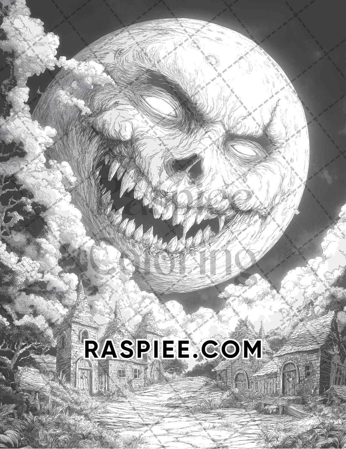 Halloween Surreal Adult Coloring Pages Printable PDF Instant Download