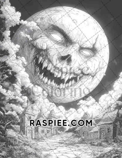 Halloween Surreal Adult Coloring Pages Printable PDF Instant Download