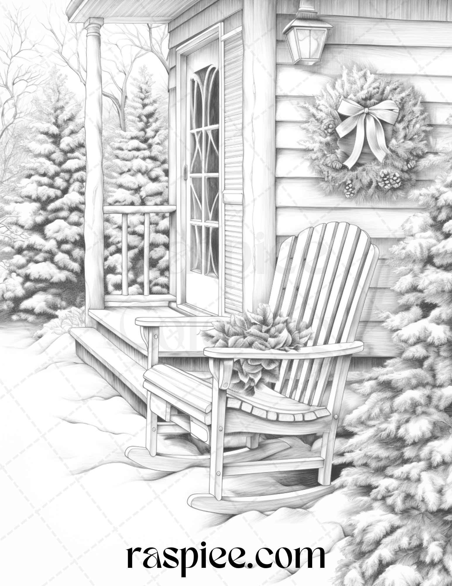 90 Merry Christmas Grayscale Coloring Pages Printable for Adults, PDF File Instant Download