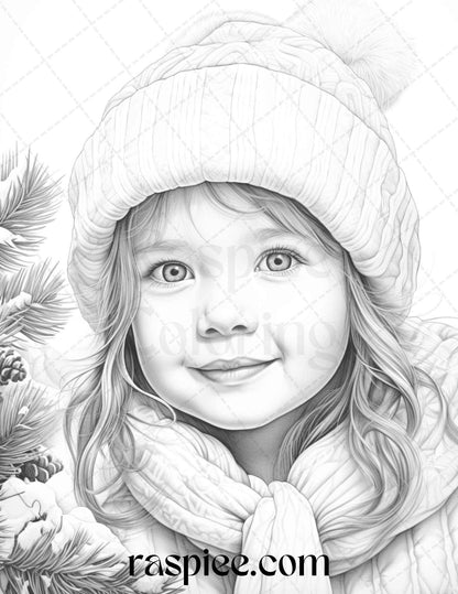 90 Merry Christmas Grayscale Coloring Pages Printable for Adults, PDF File Instant Download